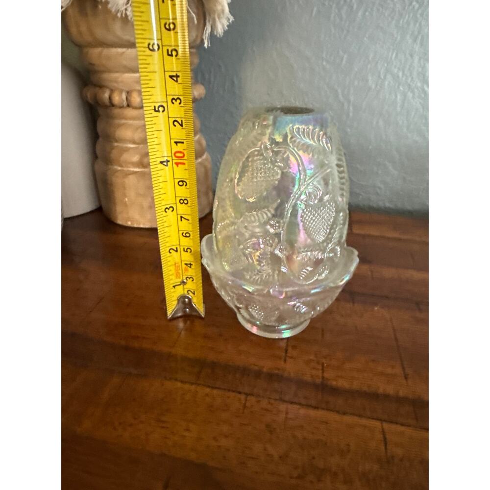 Vintage Fenton Clear Iridescent Glass Strawberry Fairy Lamp - Picture 9 of 9